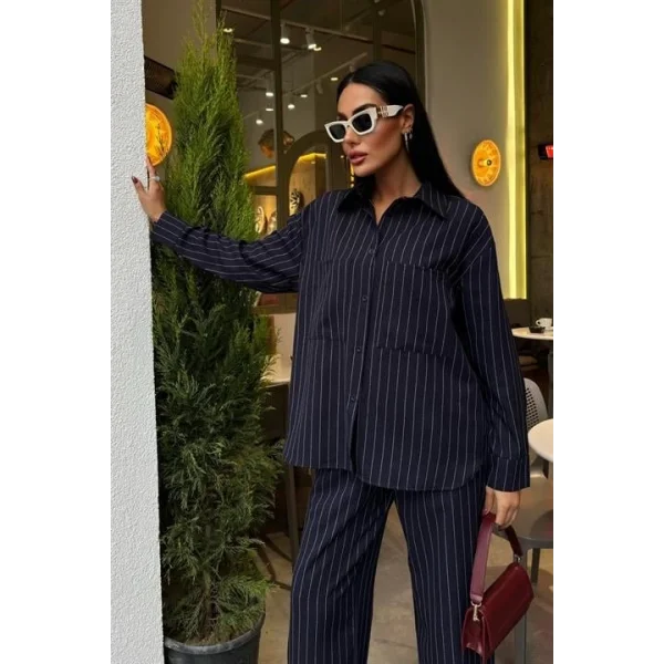 Palazzo Pantolonlu Çizgili Takım 10092