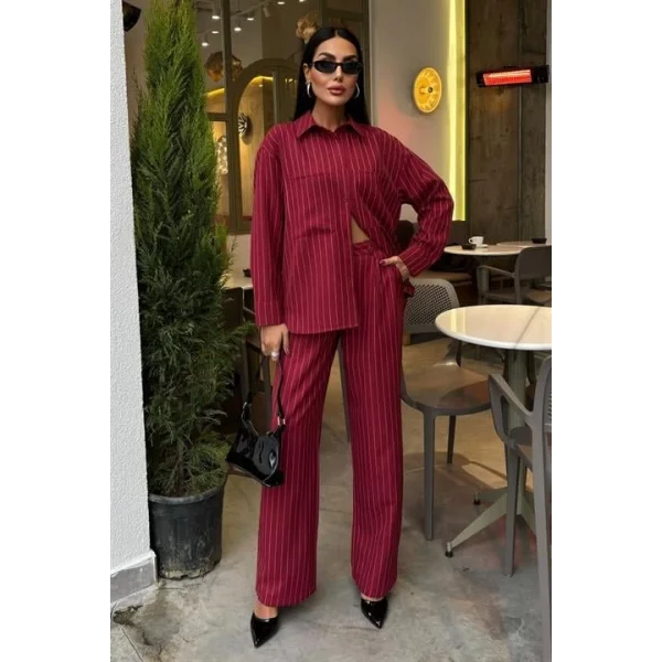 Palazzo Pantolonlu Çizgili Takım 10092