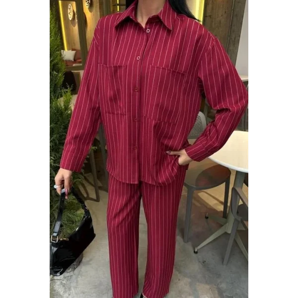 Palazzo Pantolonlu Çizgili Takım 10092