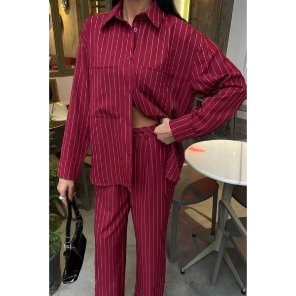 Palazzo Pantolonlu Çizgili Takım 10092