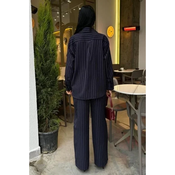 Palazzo Pantolonlu Çizgili Takım 10092