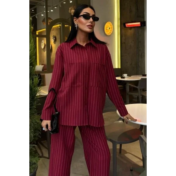 Palazzo Pantolonlu Çizgili Takım 10092