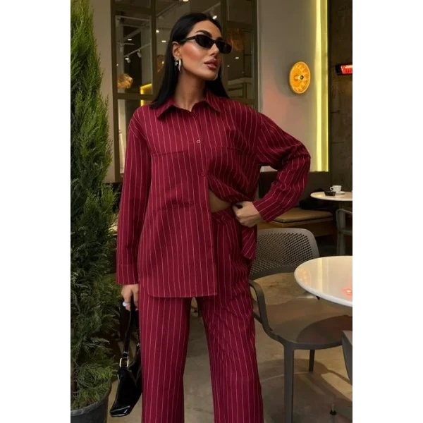 Palazzo Pantolonlu Çizgili Takım 10092