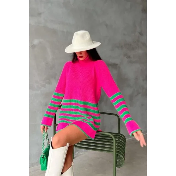 Palgen Çizgili Oversize Kazak 1195-09