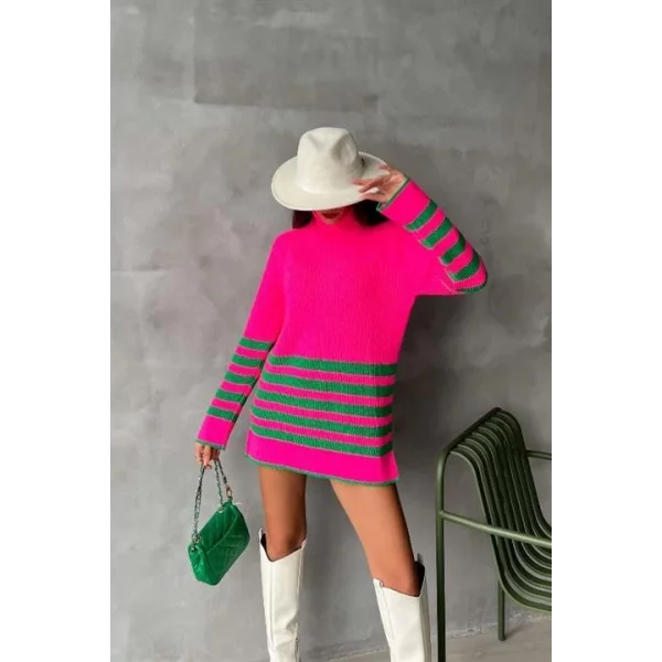 Palgen Çizgili Oversize Kazak 1195-09