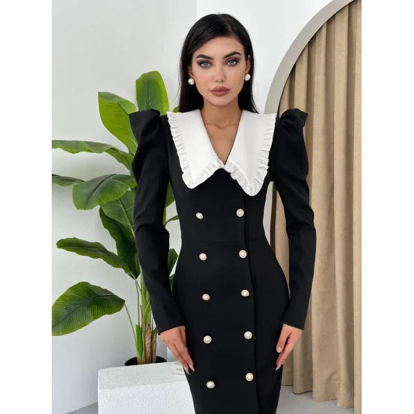 Palmas Geniş Yakalı Elbise