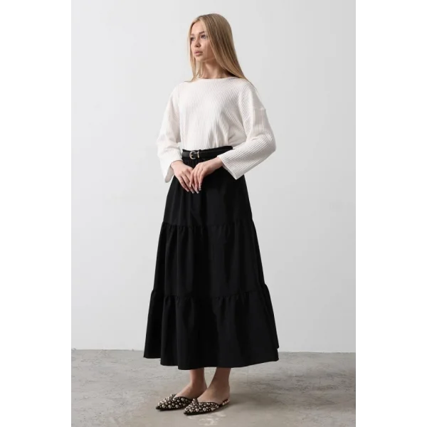 Pamuklu Beli astikli Etek  iyah