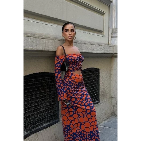 Pansy Cut Out Animal Desen Elbise 2678-8