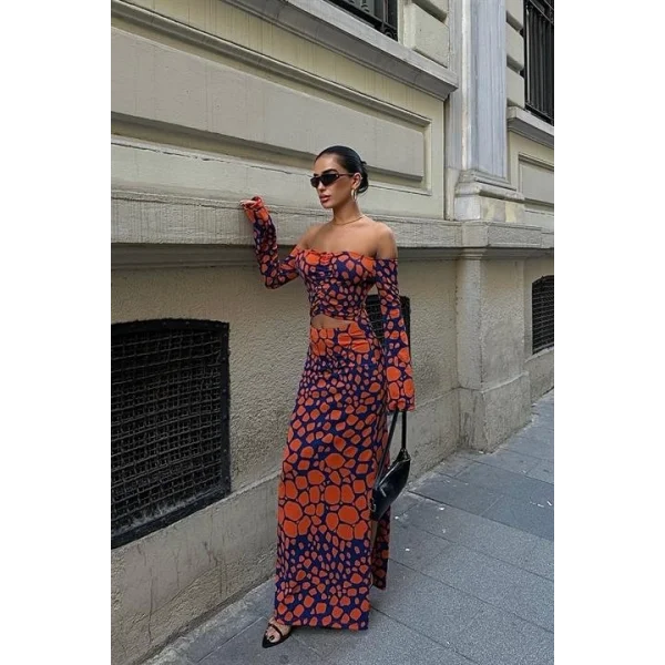 Pansy Cut Out Animal Desen Elbise 2678-8