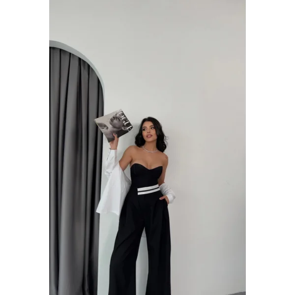 PANTOLON BEL ŞERİT DETAYLI - Siyah