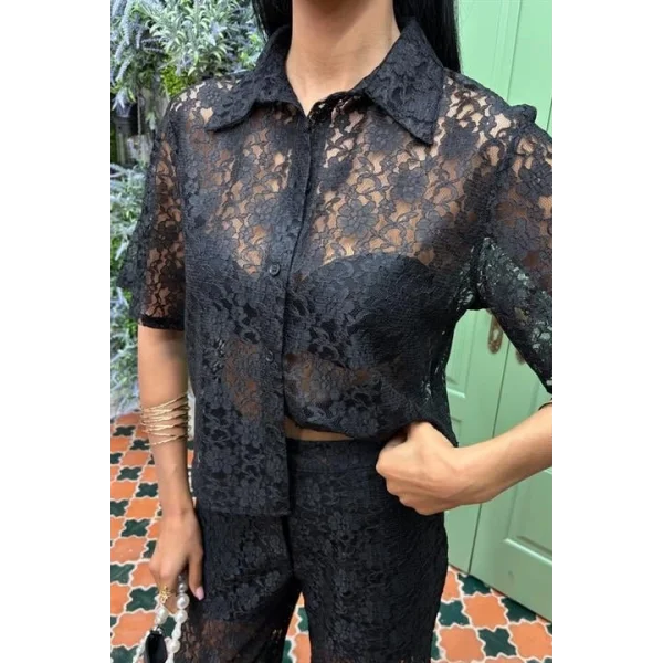 Pantolonu Astarlı Dantel İkili Takım 10119