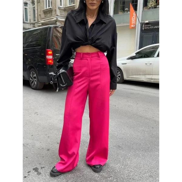 PANTOON KAPAI CEP DETAYI AAŞ PANTOON  Fuşya