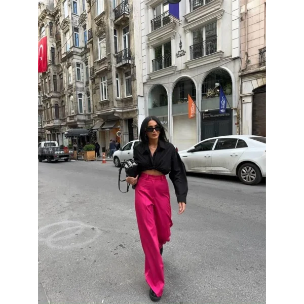 PANTOON KAPAI CEP DETAYI AAŞ PANTOON  Fuşya