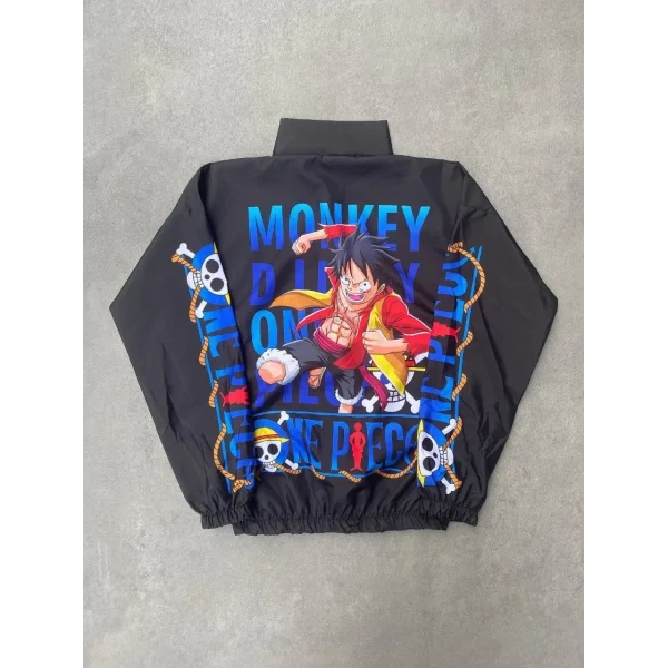 Paraşüt Kumaş Fermuarlı Dijital Baskılı Rüzgarlık - Siyah