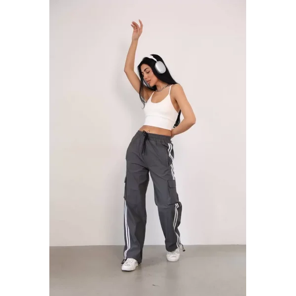 Paraşüt Kumaş Kargo Ceplı Baggy Eşofman - Gri