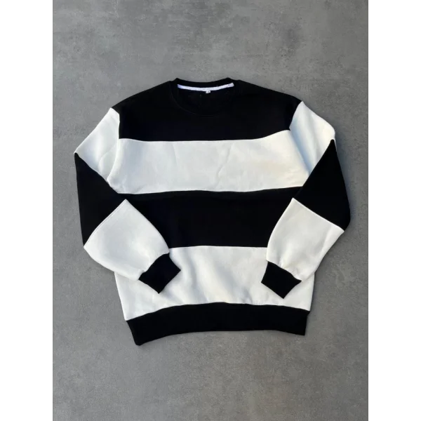 Parçalı Bisiklet Yaka Baskılı weathirt  iyah