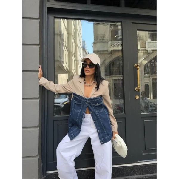 PARÇALI CEKET ÜST ATLAS - ALT KOT - Bej