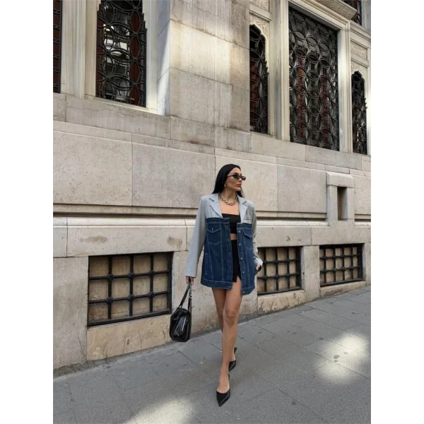 PARÇALI CEKET ÜST ATLAS - ALT KOT - Gri