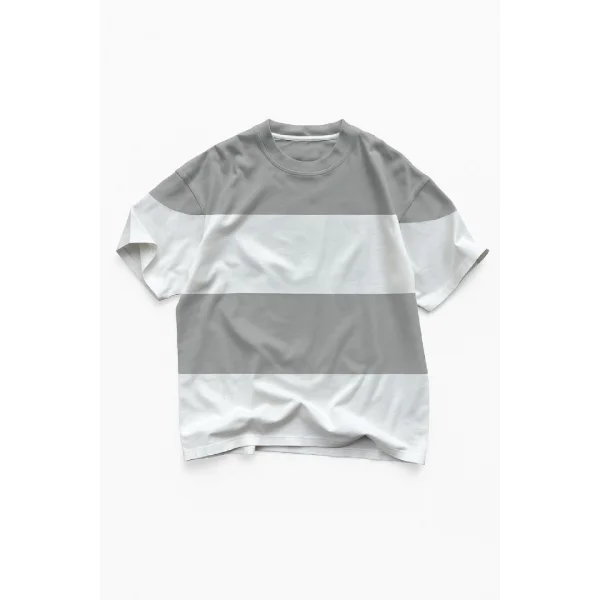 Parçali İki İplik Oversize Tişört Arka Sizin Tasarımınız - Gri