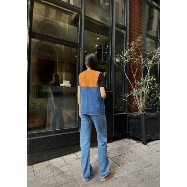 PARÇALI KOT YELEK (ÜST ATLAS) - Kahverengi