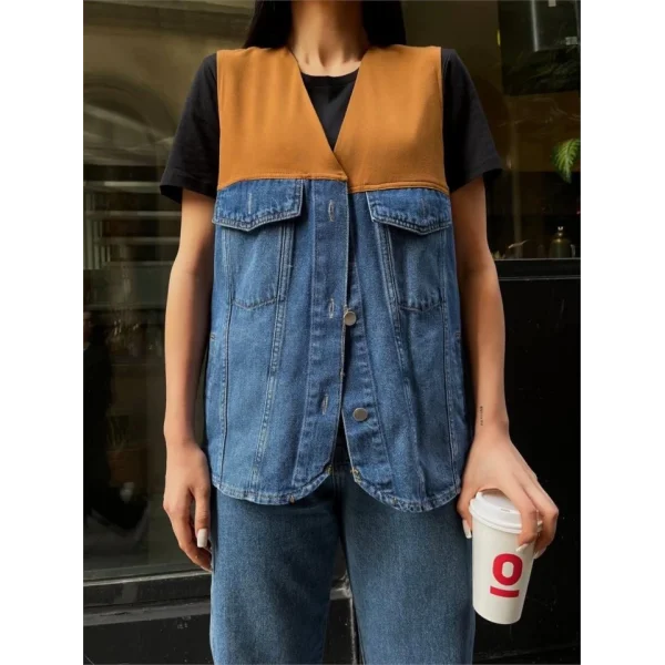 PARÇALI KOT YELEK (ÜST ATLAS) - Kahverengi