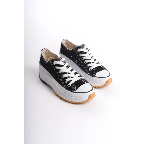 PARIS Bağcıklı Ortopedik Taban Kadın Sneaker Spor Ayakkabı  TBT - Siyah