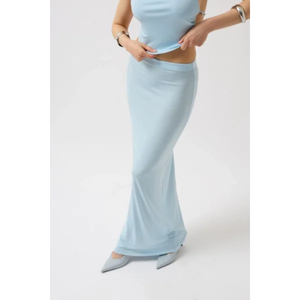 Parlak Kumaş Maxi Etek