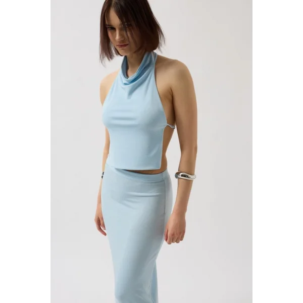 Parlak Kumaş Maxi Etek