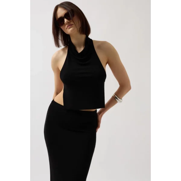 Parlak Kumaş Maxi Etek