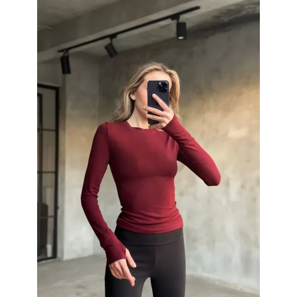 Parmak Geçmeli Buzi Body - Bordo