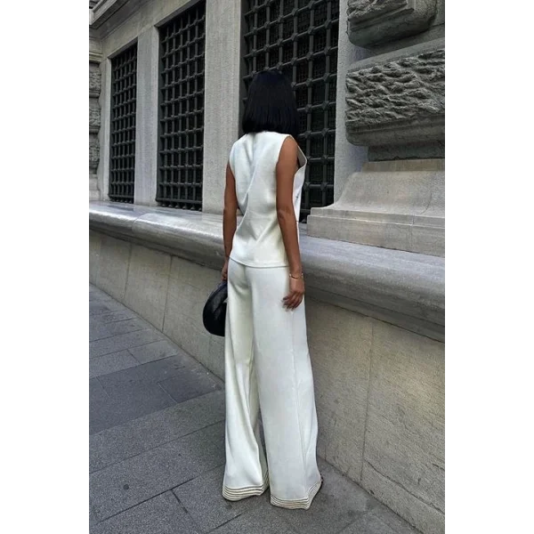 Paulo Gold Düğmeli Yelek Pantolon Takım 9976