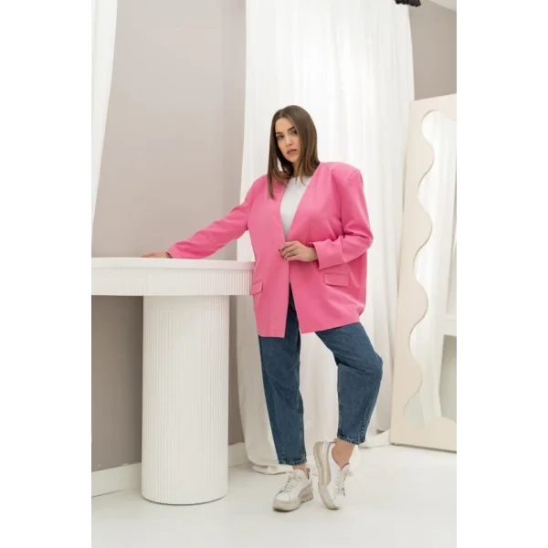 Pembe Eteği Lastikli Ceket