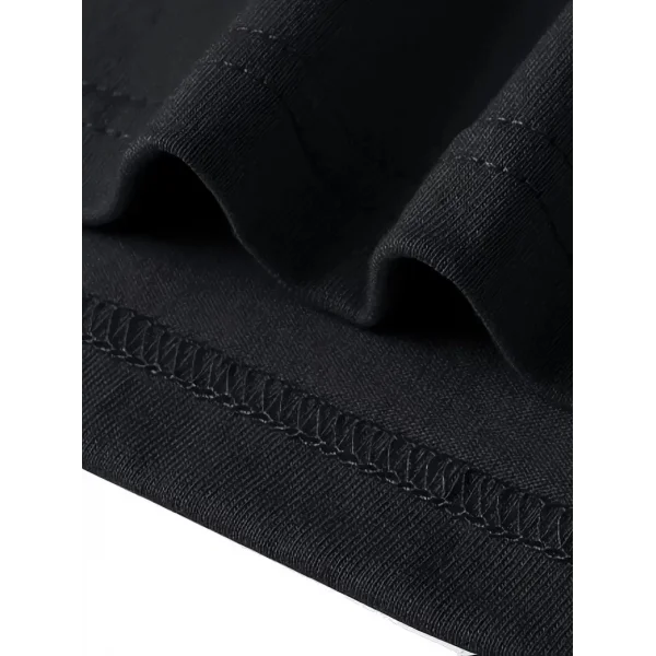 Pembe Panter Baskılı Erkek Oversize Günlük Kısa Kollu Tişört İlkbahar ve Yaz için Mükemmeldir - Siyah