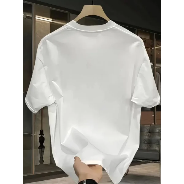 Pembe Panter Baskılı Erkek Oversize Günlük Kısa Kollu Tişört İlkbahar ve Yaz için Mükemmeldir - Beyaz