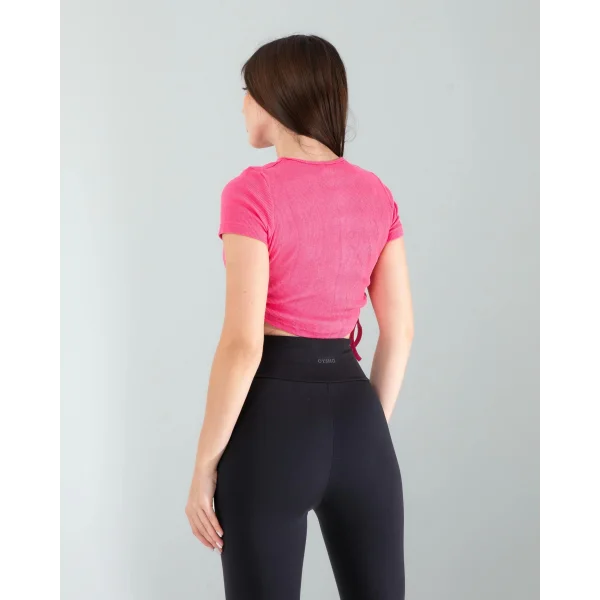 Pembe Yandan Büzgülü Crop