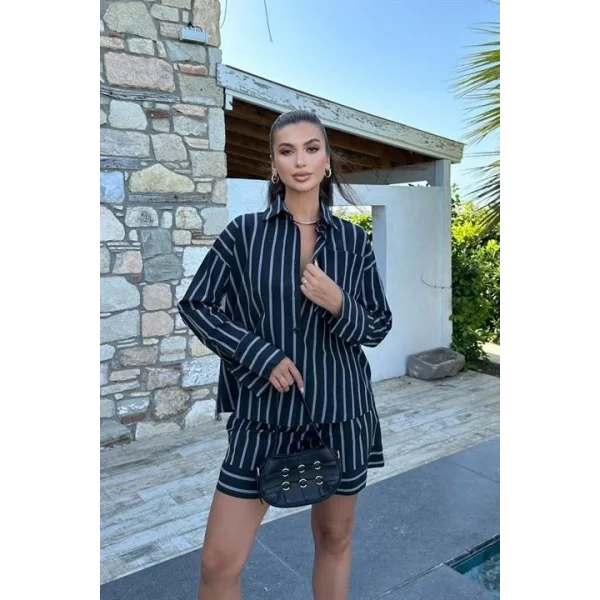 Piera Çizgili Şort Takım 9721-08