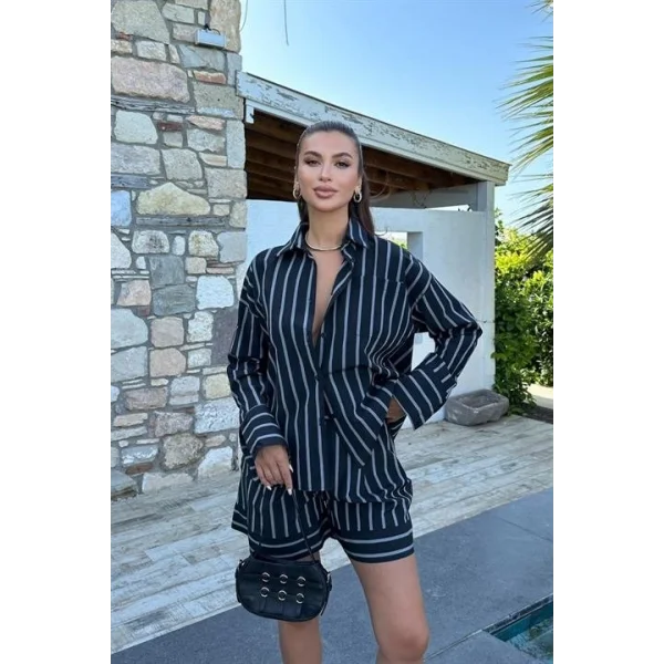 Piera Çizgili Şort Takım 9721-08