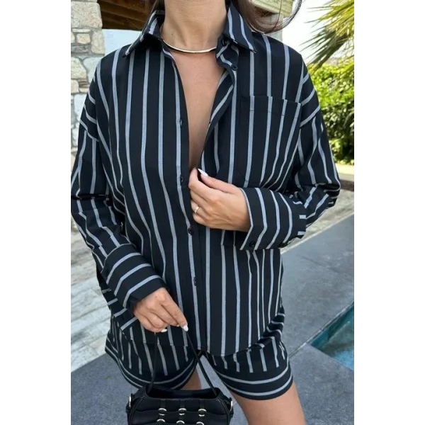 Piera Çizgili Şort Takım 9721-08