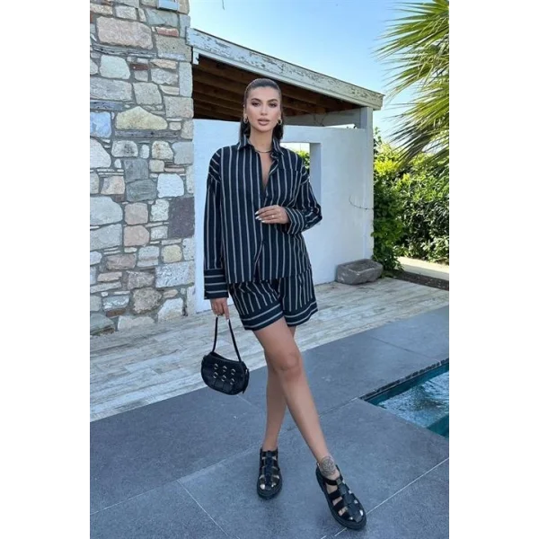 Piera Çizgili Şort Takım 9721-08