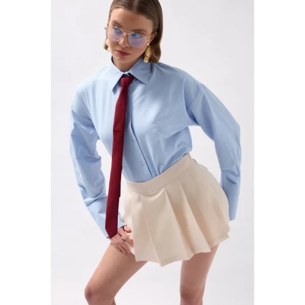 Pileli Mini Şort Etek