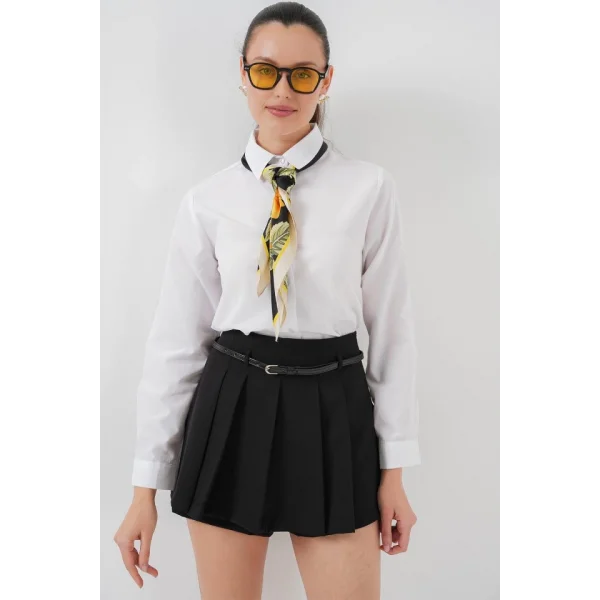 Pileli Mini Şort Etek 5336 - Siyah