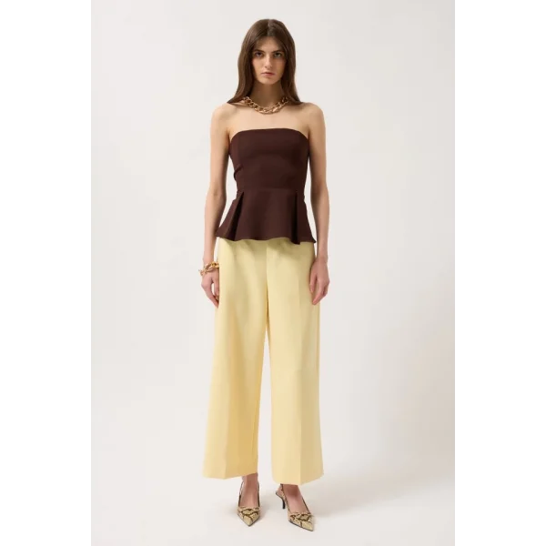 Pileli Straplez Bluz