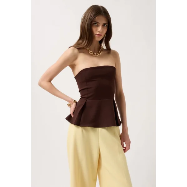 Pileli Straplez Bluz