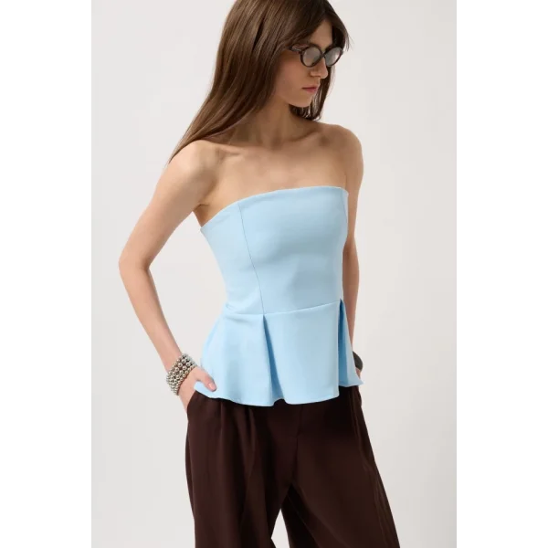 Pileli Straplez Bluz