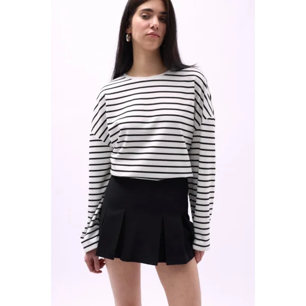 Pileli Yüksek Bel Mini Etek