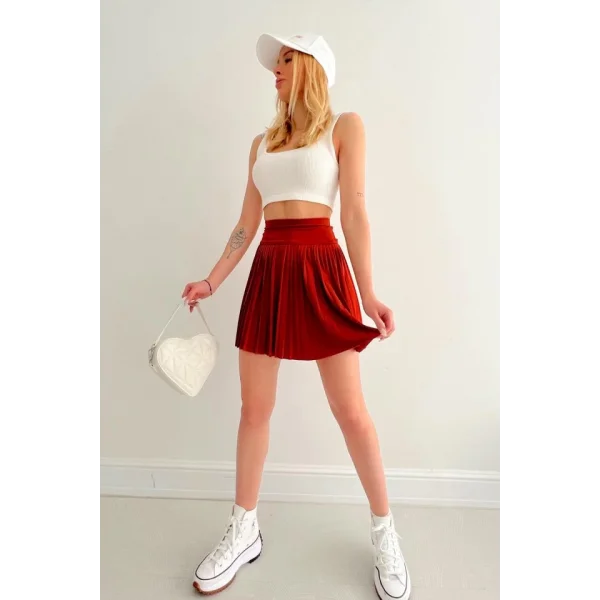 Piliseli Etek şort  Kiremit