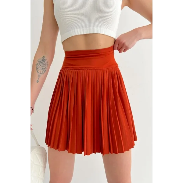 Piliseli Etek şort  Kiremit