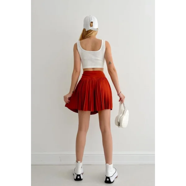 Piliseli Etek şort  Kiremit