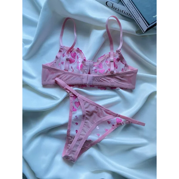 Pinkie Brode Takım - Pembe Kalpli