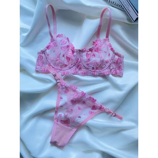 Pinkie Brode Takım - Pembe Kalpli